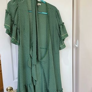 Max studio green and gold flowing wrap dress